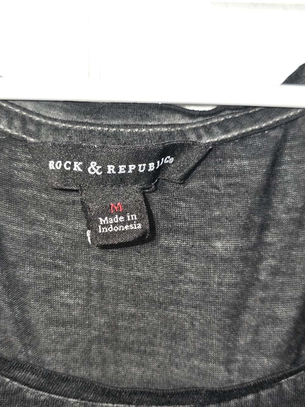 Rock & Republic Black Short Sleeve Tee with Distressed Flag Print - Picture 4 of 4
